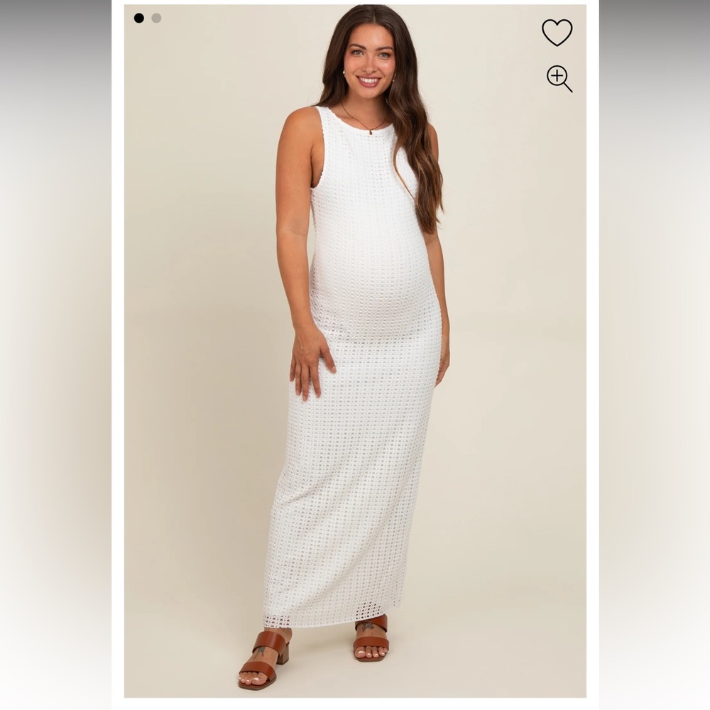 PinkBlush White fitted maternity maxi dress